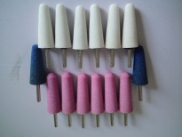 6*25*70高级 带柄砂轮 火石仔 磨头 (颜色为 粉.蓝.白)